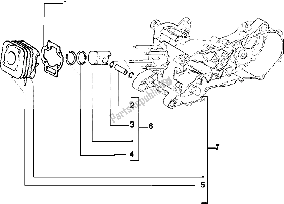 Todas as partes de Pino De Pistão-cilindro-pulso, Conjunto do Piaggio Free Pptt 50 1995