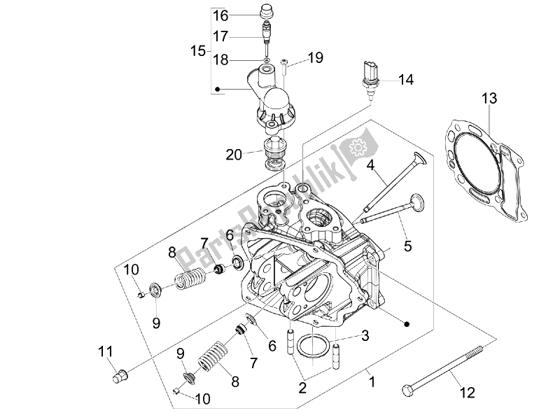 Toutes les pièces pour le Unité De Tête - Valve du Piaggio BV 250 USA 2007