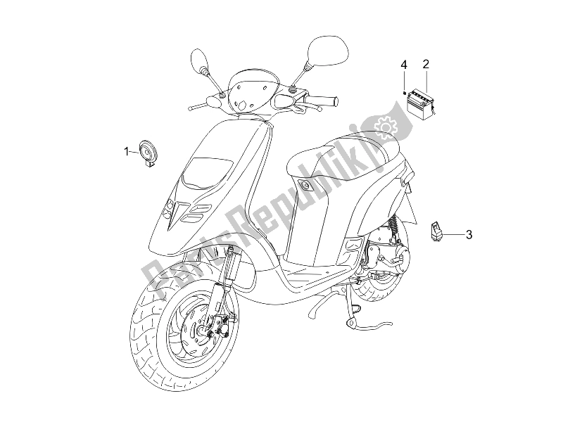 All parts for the Remote Control Switches - Battery - Horn of the Piaggio Typhoon 50 2T E2 2009