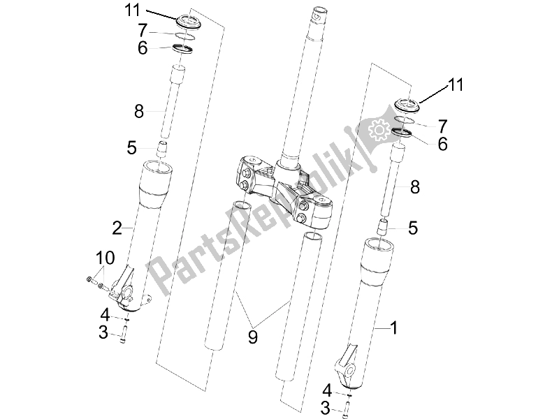 All parts for the Fork's Components (kayaba) of the Piaggio Beverly 250 2005