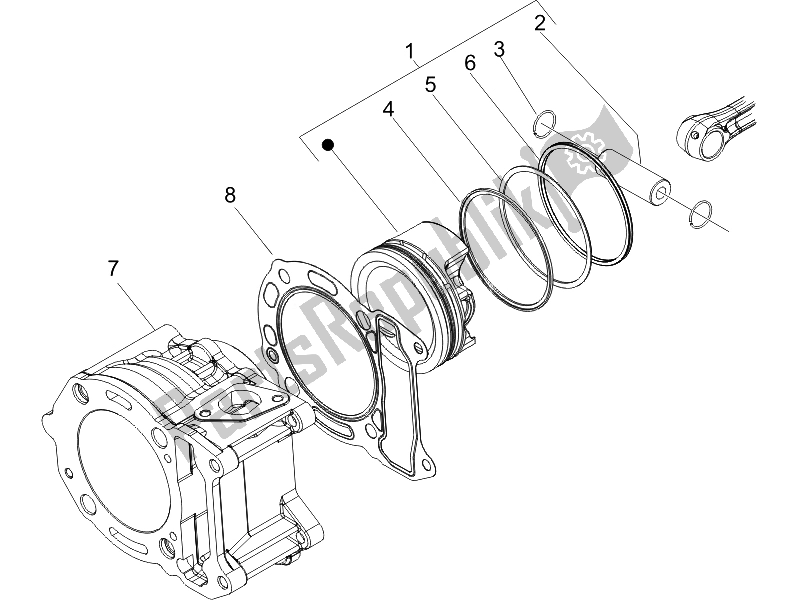 Toutes les pièces pour le Unité Cylindre-piston-axe De Poignet du Piaggio Beverly 125 Sport E3 2007