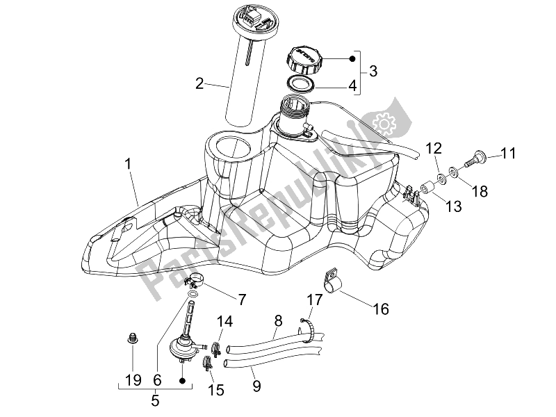 Toutes les pièces pour le Réservoir D'essence du Piaggio FLY 125 4T 2007