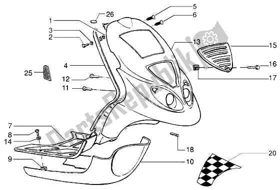 Toutes les pièces pour le Bouclier Avant-pied De Lit-spoiler du Piaggio NRG MC3 DT 50 2004