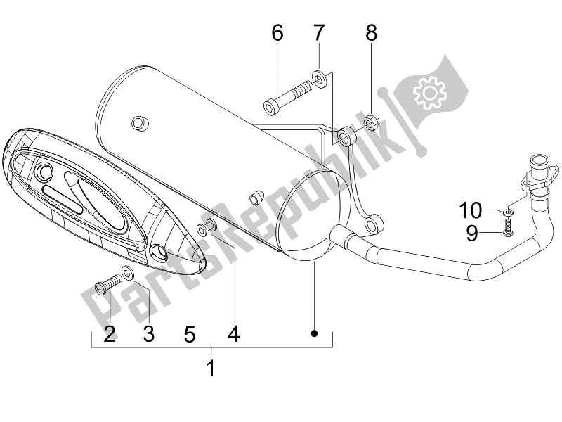 All parts for the Silencer (2) of the Piaggio FLY 50 4T USA 2007