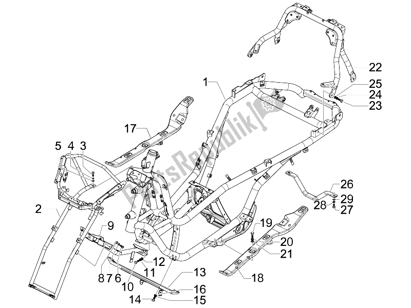 Toutes les pièces pour le Cadre / Carrosserie du Piaggio MP3 250 IE MIC 2008