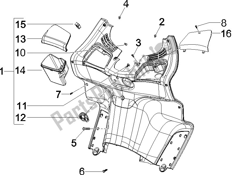 Toutes les pièces pour le Boîte à Gants Avant - Panneau De Protection Des Genoux du Piaggio X8 200 2005