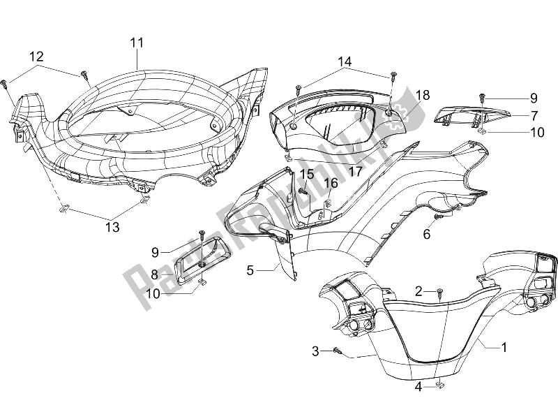 Toutes les pièces pour le Couvertures De Guidon du Piaggio X9 125 Evolution Powered 2005