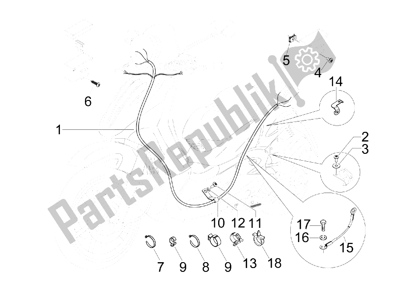 Todas las partes para Mazo De Cables Principal de Piaggio BV 250 Tourer USA 2008