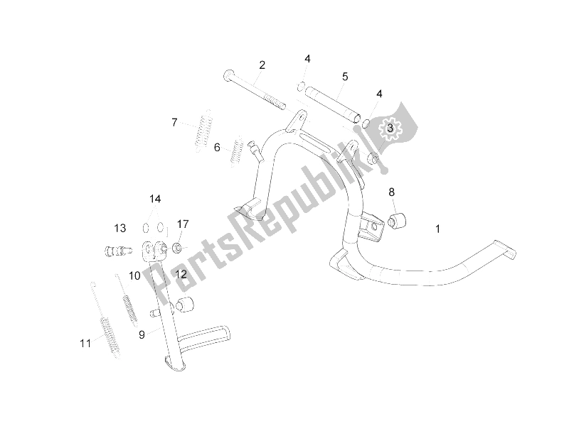 All parts for the Stand/s of the Piaggio Beverly 300 IE Tourer E3 2009