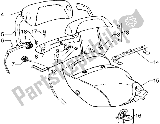 All parts for the Saddle of the Piaggio Hexagon GTX 180 1999