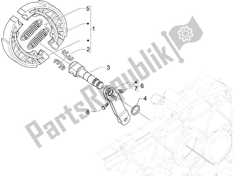 All parts for the Rear Brake - Brake Jaw of the Piaggio Liberty 50 4T PTT B NL 2007