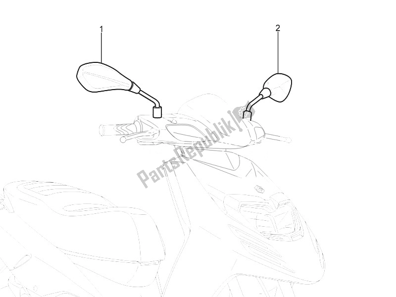 Toutes les pièces pour le Miroir (s) De Conduite du Piaggio Typhoon 125 4T 2V E3 USA 2011