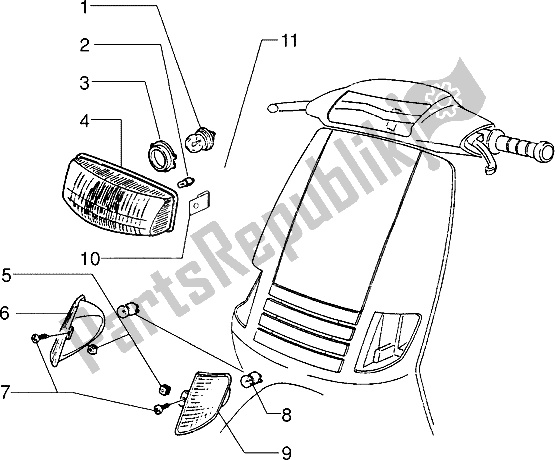 Tutte le parti per il Faro del Piaggio ZIP Freno A Disco 50 1995