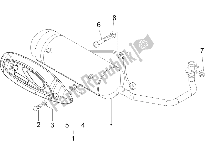 All parts for the Silencer of the Piaggio ZIP 50 4T 25 KMH 2006