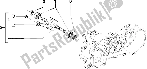 All parts for the Crankshaft of the Piaggio Free Pptt 50 1995