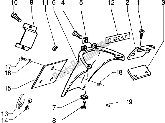 Todas las partes para Protección Trasera de Piaggio Typhoon 50 M Y 2004