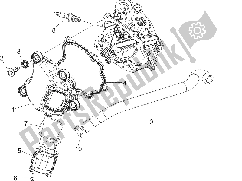 Todas las partes para Cubierta De Tapa De Cilindro de Piaggio Beverly 125 E3 2007