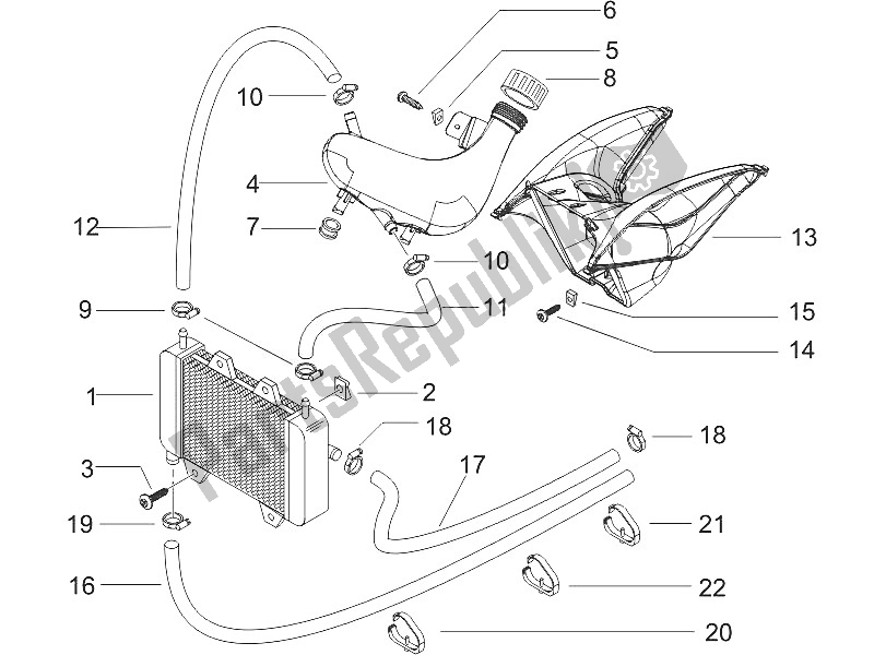 Toutes les pièces pour le Système De Refroidissement du Piaggio NRG Power DD H2O CH 50 2011