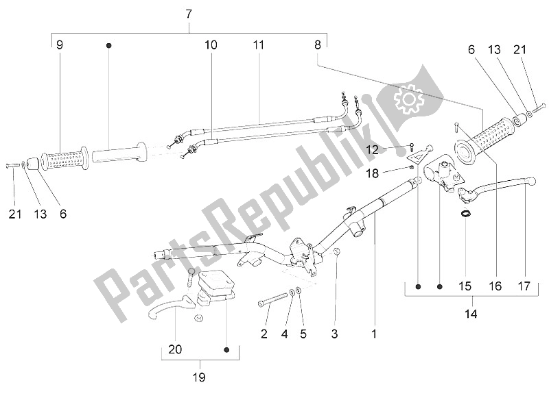 Toutes les pièces pour le Guidon - Master Cil. Du Piaggio Liberty Elettrico PPT AT SP 50 2011