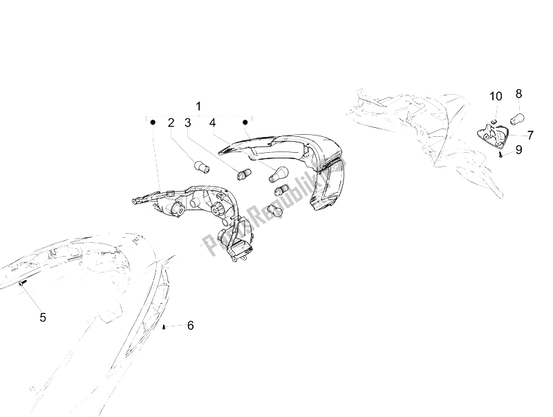 Alle onderdelen voor de Achterlichten - Richtingaanwijzers van de Piaggio Liberty 50 Iget 4T 3V EU 2015
