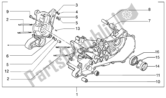 All parts for the Crankase of the Piaggio NRG Purejet 50 2003