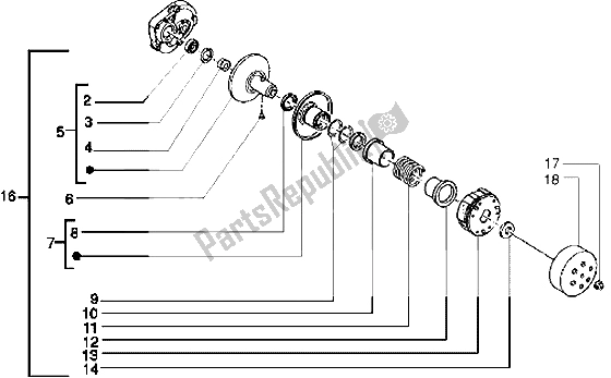 Tutte le parti per il Puleggia Condotta del Piaggio Free Pptt 50 1995