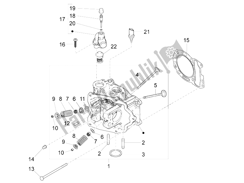 Toutes les pièces pour le Unité De Tête - Valve du Piaggio X 10 125 4T 4V I E E3 2012