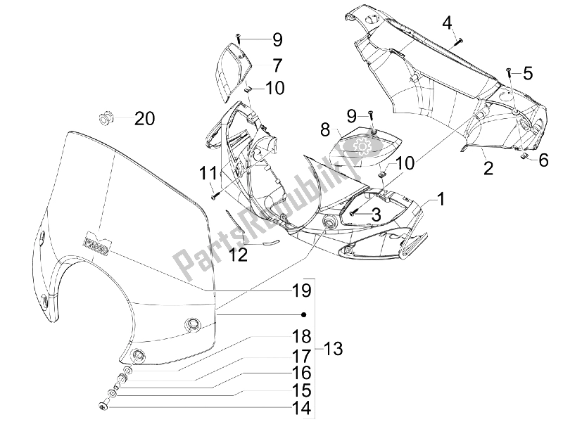 Toutes les pièces pour le Couvertures De Guidon du Piaggio BV 500 Tourer USA 2008