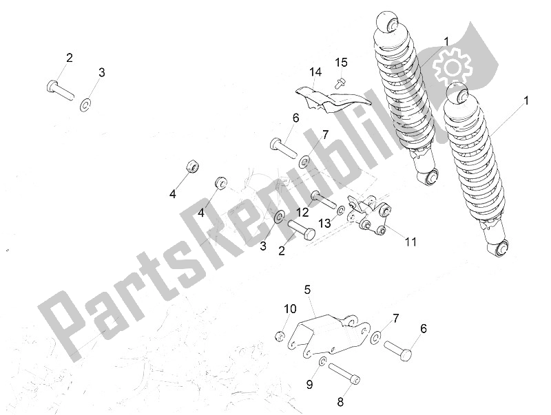 Todas las partes para Suspensión Trasera - Amortiguador / S de Piaggio Medley 150 4T IE ABS Asia 2016