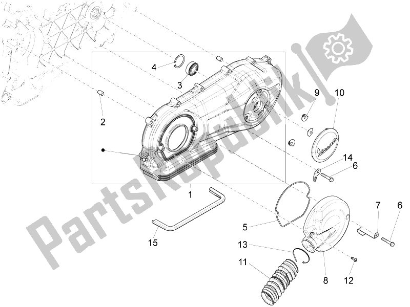 Tutte le parti per il Coperchio Del Carter - Raffreddamento Del Carter del Piaggio Liberty 125 4T 3V IE E3 Vietnam 2014