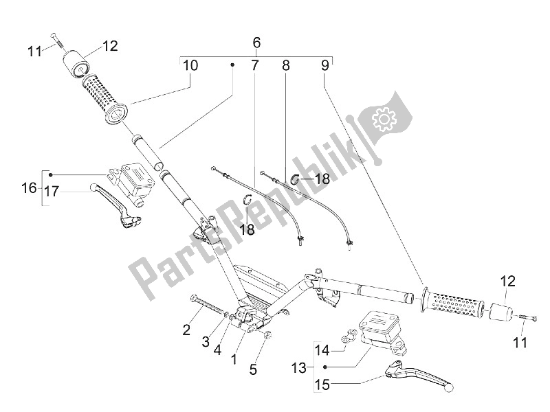 Toutes les pièces pour le Guidon - Master Cil. Du Piaggio MP3 400 RL Touring 2011