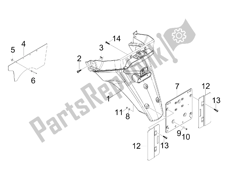 All parts for the Rear Cover - Splash Guard of the Piaggio X7 125 IE Euro 3 2009