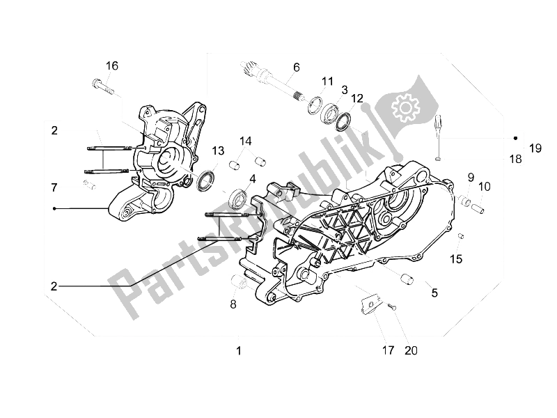 Toutes les pièces pour le Carter du Piaggio Liberty 50 4T MOC 2009