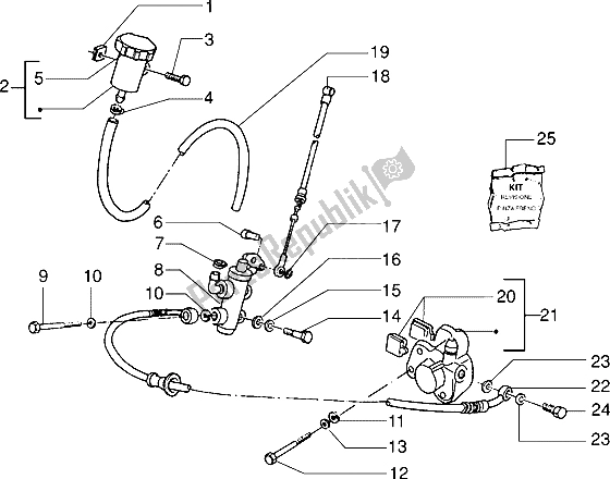 All parts for the Front Brake Cylinder-brake Caliper of the Piaggio NTT 50 1995