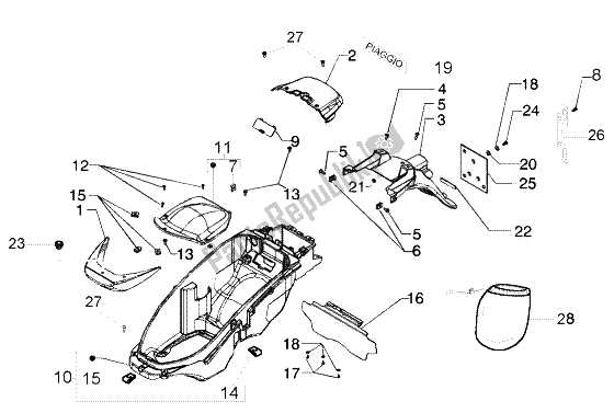 Toutes les pièces pour le Cas-casque du Piaggio Beverly 125 RST 2004