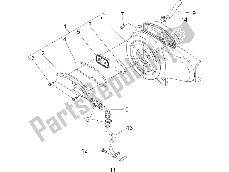 All parts for the Secondary Air Box of the Piaggio Liberty 50 4T Sport 2007