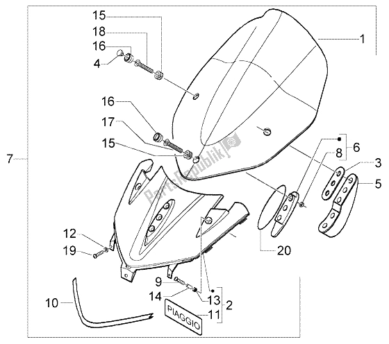 Todas las partes para Parabrisas de Piaggio X9 500 Evolution ABS 2004