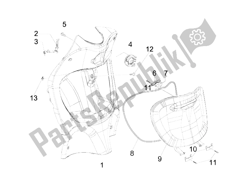 Tutte le parti per il Vano Portaoggetti Anteriore - Pannello Di Protezione Per Le Ginocchia del Piaggio Liberty 150 4T E3 2008