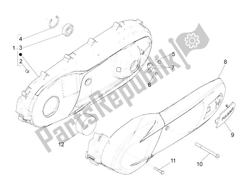 Todas las partes para Tapa Del Cárter - Enfriamiento Del Cárter de Piaggio BV 350 4T 4V IE E3 ABS USA 2015