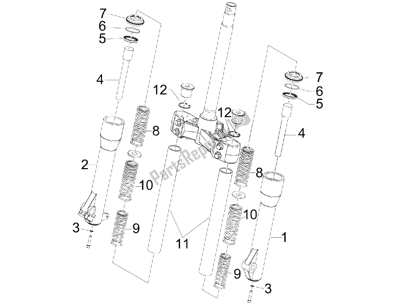 Toutes les pièces pour le Composants De La Fourche (escortes) du Piaggio Beverly 250 IE Sport E3 2006