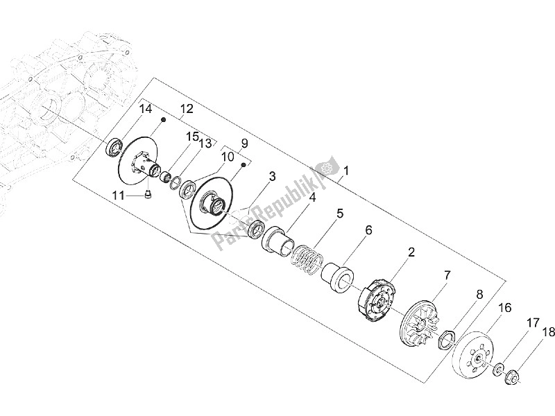Todas las partes para Polea Conducida de Piaggio MP3 125 IE Touring 2011