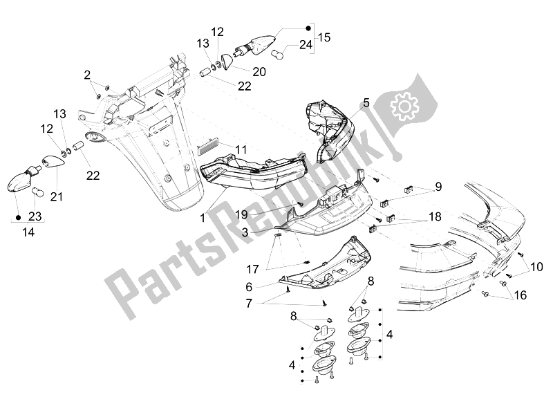 Tutte le parti per il Fanali Posteriori - Indicatori Di Direzione del Piaggio MP3 300 LT Business Sport ABS 2014