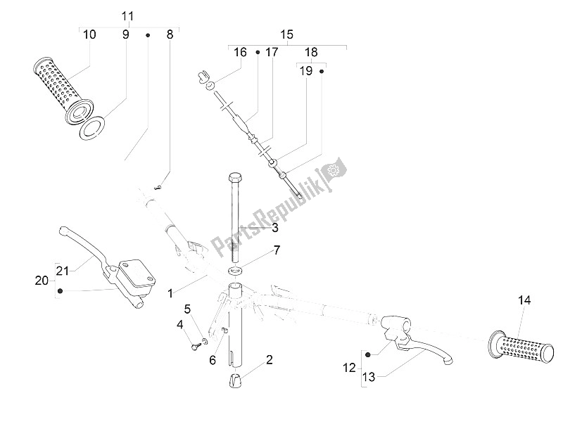 All parts for the Handlebars - Master Cil. Of the Piaggio ZIP 100 4T Vietnam 2011