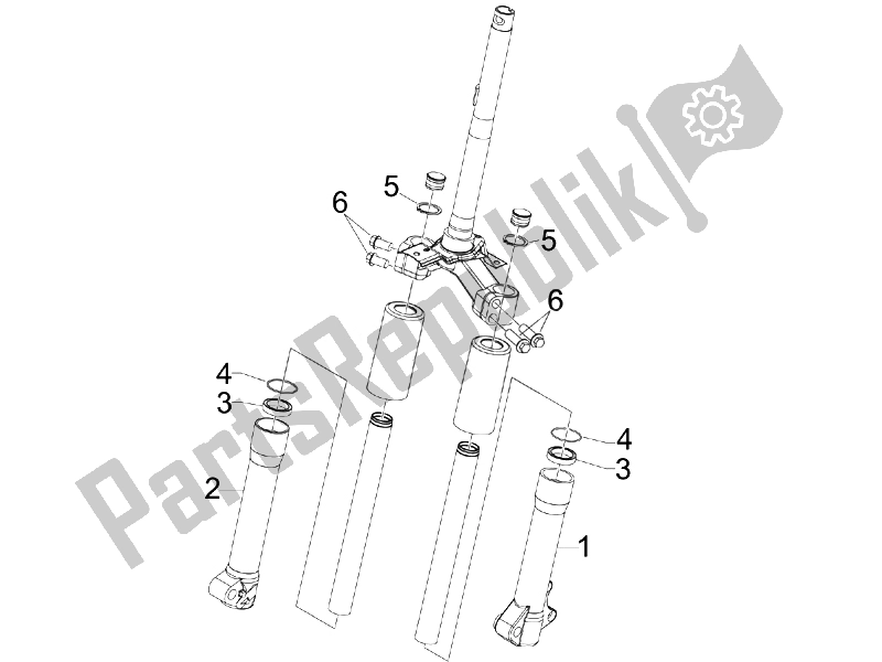 Toutes les pièces pour le Composants De La Fourche (wuxi Top) du Piaggio Liberty 50 2T UK 2007