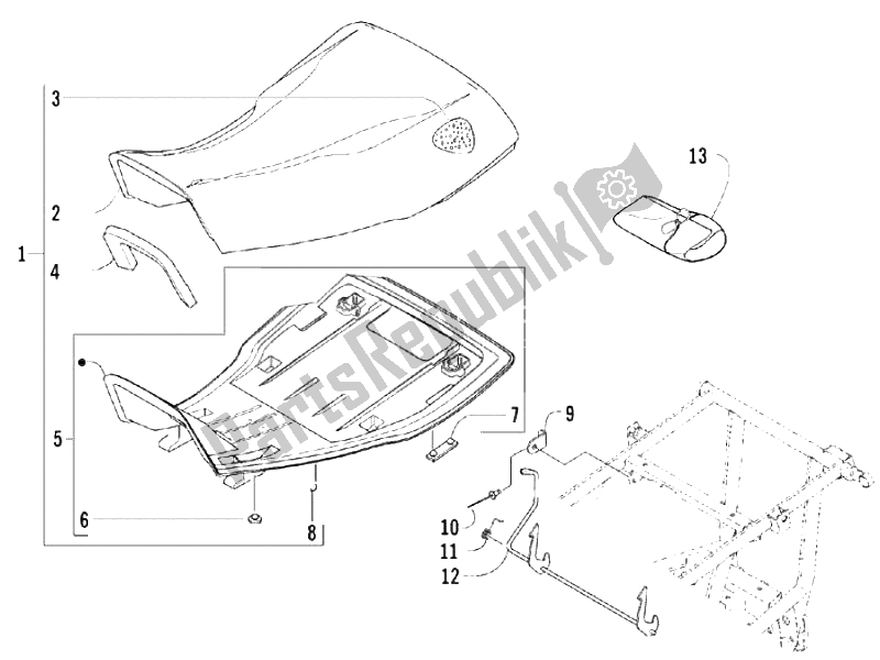 All parts for the Saddle/seats - Tool Roll of the Piaggio Trackmaster 400 2006