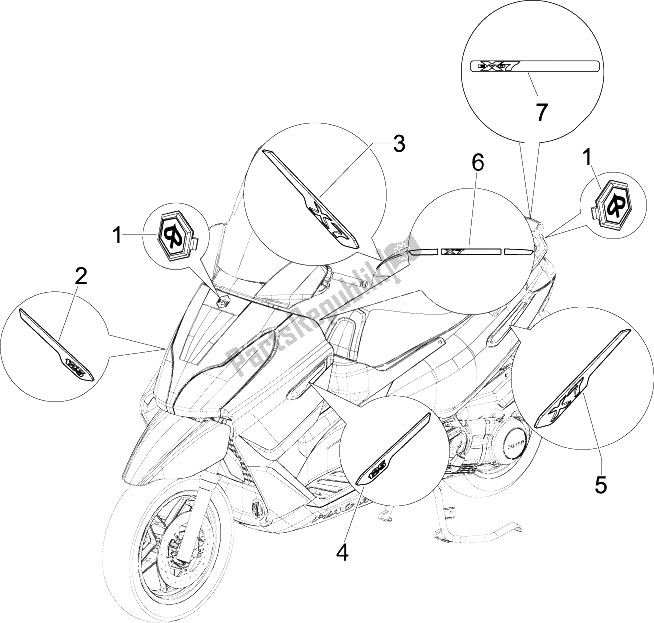 All parts for the Plates - Emblems of the Piaggio X7 125 IE Euro 3 2009