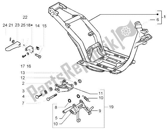 All parts for the Chasis - Central Stand of the Piaggio NRG Power DT 50 1998