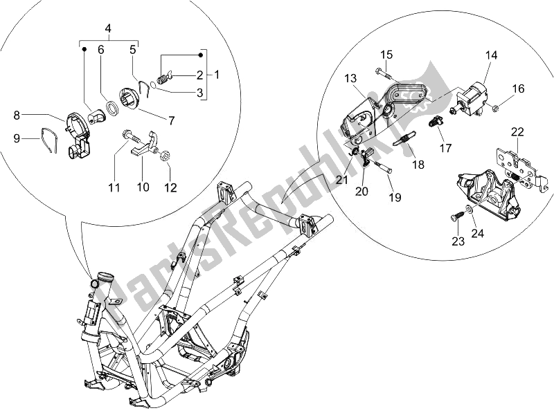 Toutes les pièces pour le Serrures du Piaggio X9 125 Evolution Euro 3 UK 2007