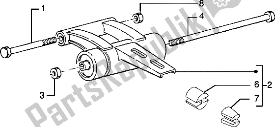 All parts for the Swinging Arm of the Piaggio NRG MC3 50 2002