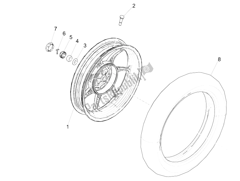 All parts for the Rear Wheel of the Piaggio Liberty 50 Iget 4T 3V EU 2015